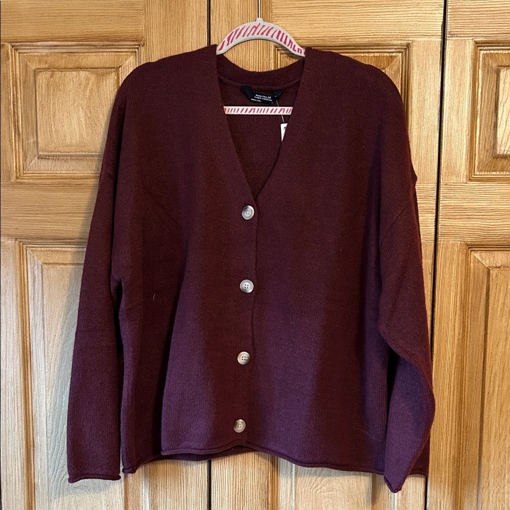 NWT Women's Burgundy Sweater Cardigan.